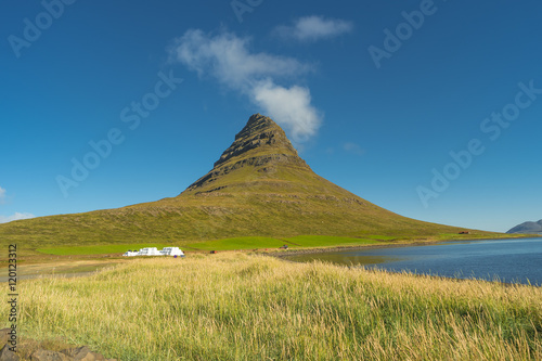 Wonderful mountain Kirkjufell in Iceland, summer time