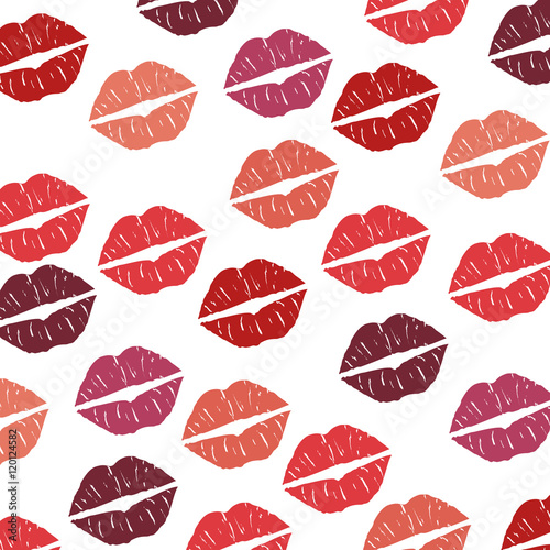 colored lipstick kisses background. sexy and sensuality female mouth wallpaper. vector illustration