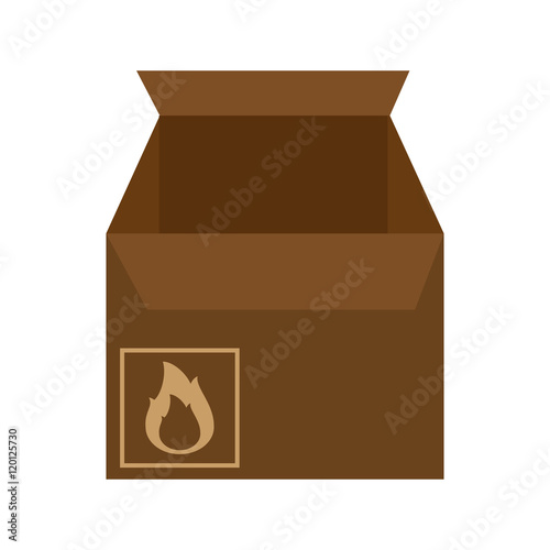 carton box with flammable sign. packing delivery and shipping service. vector illustration