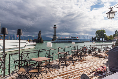 LINDAU, GERMANY - Lighthouse at port of Lindau harbour, Lake Constance, Bavaria