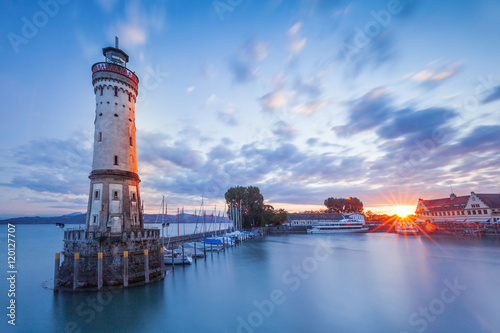 LINDAU, GERMANY - Lighthouse at port of Lindau harbour, Lake Constance, Bavaria


