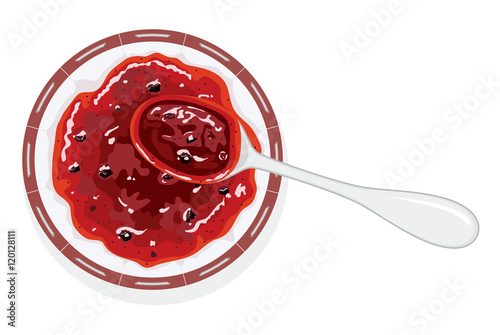 vector  glass jar with jam and spoon