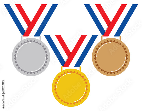 vector set of gold, silver and bronze medals