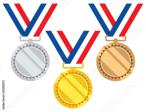 vector set of gold, silver and bronze medals