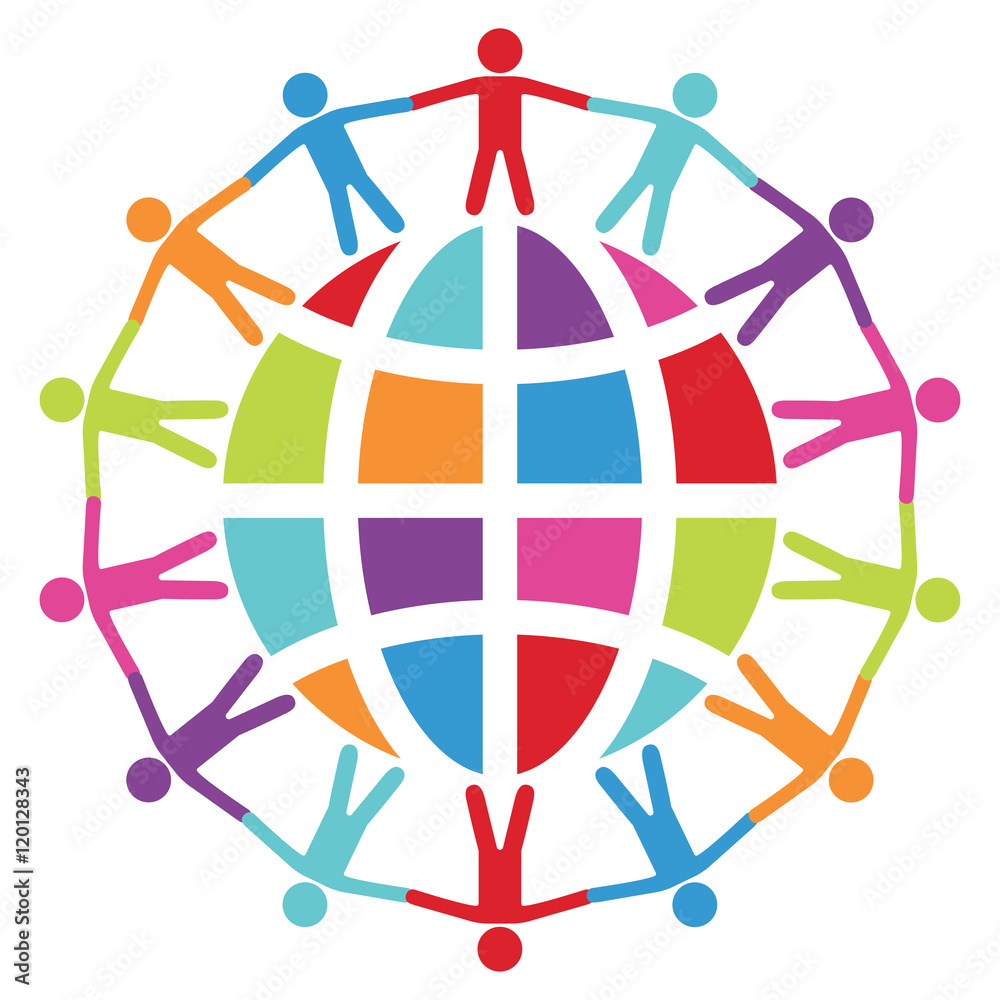 vector people around the world, peace or travel concept Stock Vector