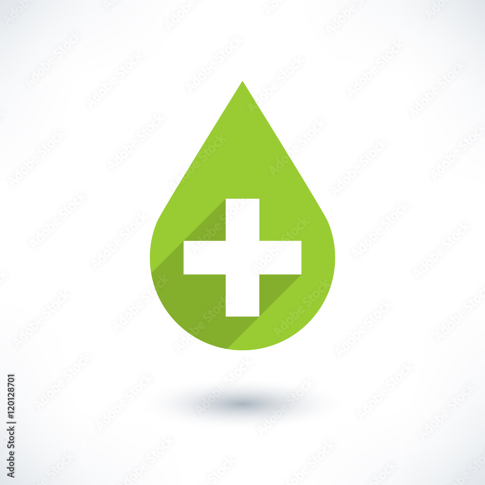 Obraz premium First aid drop green sign flat style