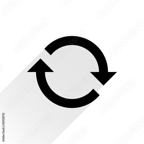 Black arrow icon repeat sign on white background