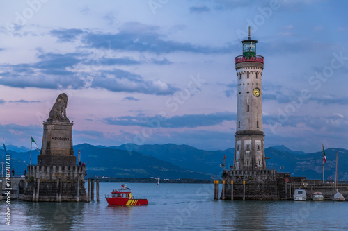 LINDAU, GERMANY - Lighthouse at port of Lindau harbour, Lake Constance, Bavaria