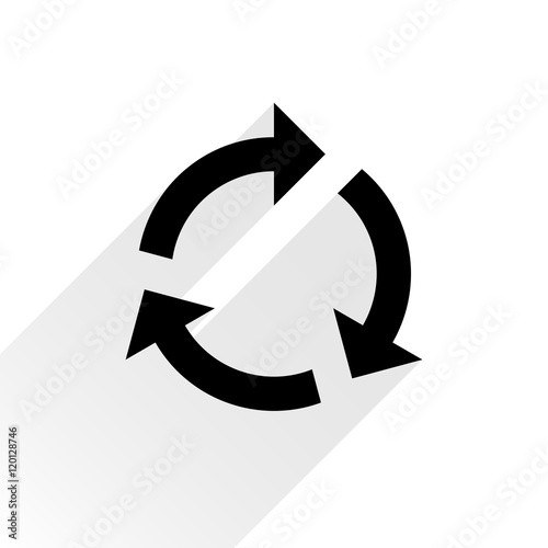 Black arrow icon reload sign on white background