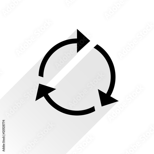Black arrow icon repeat sign on white background