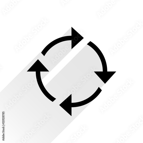 Black arrow icon reload sign on white background