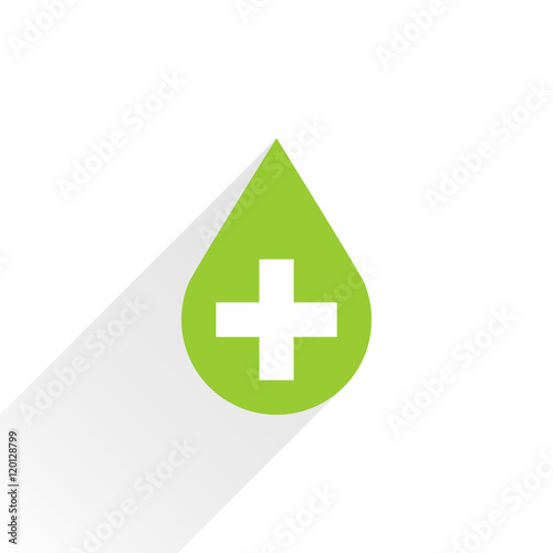 First aid drop green sign flat style