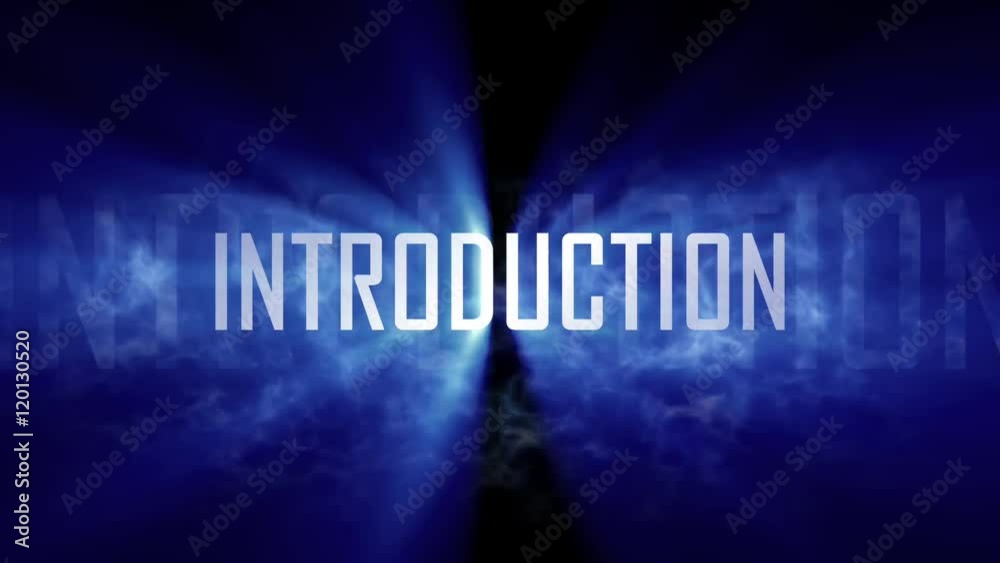 Introduction title, intro. 10 seconds loopable intro with cloud of smoke and rays of light. Light rays pass through the word 