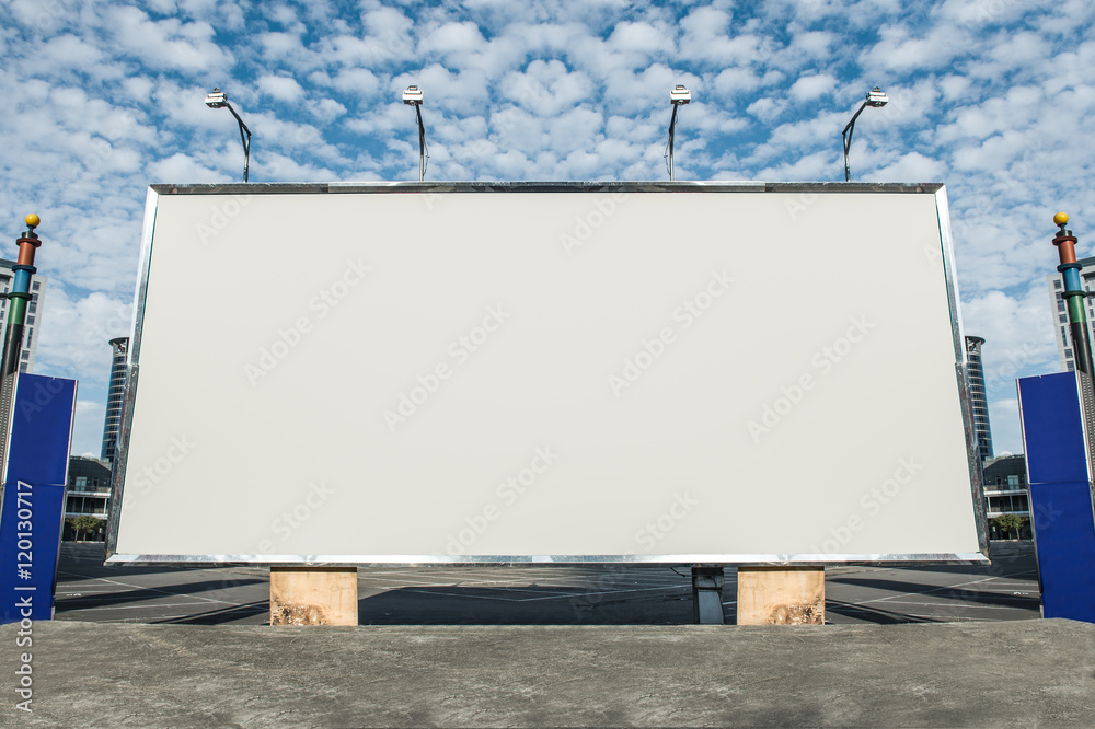 Fototapeta premium Large blank billboard on a street wall, banners with room to add your own text