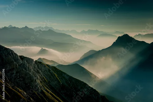 Obraz panorama gór ze szczytu