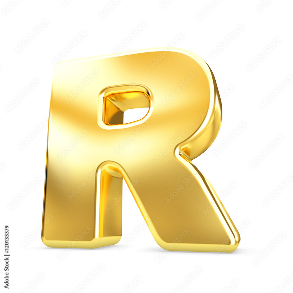 3d gold letter R isolated white background. Stock Illustration | Adobe ...