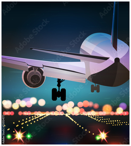 Passenger plane is landing old poster