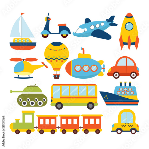 Set of cartoon transport. Transportation theme