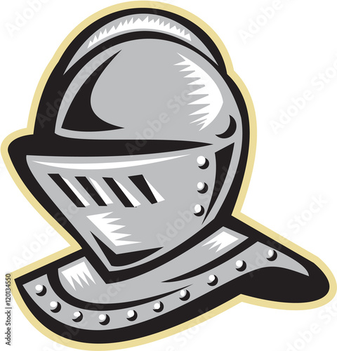 Knight Helmet Woodcut