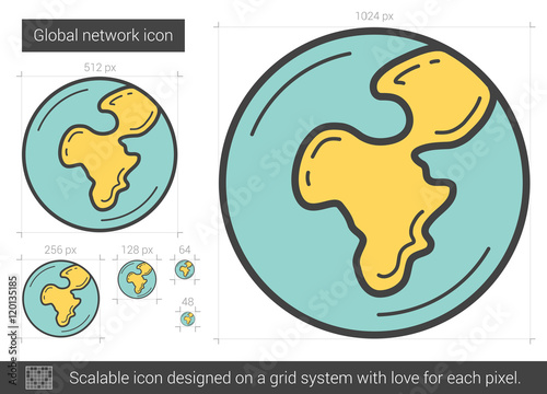 Global network line icon.