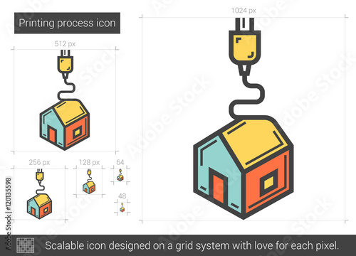 Printing process line icon.