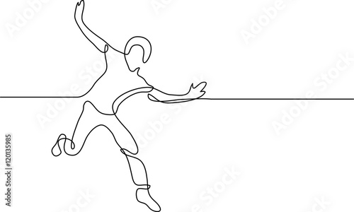 continuous line drawing of happy running man