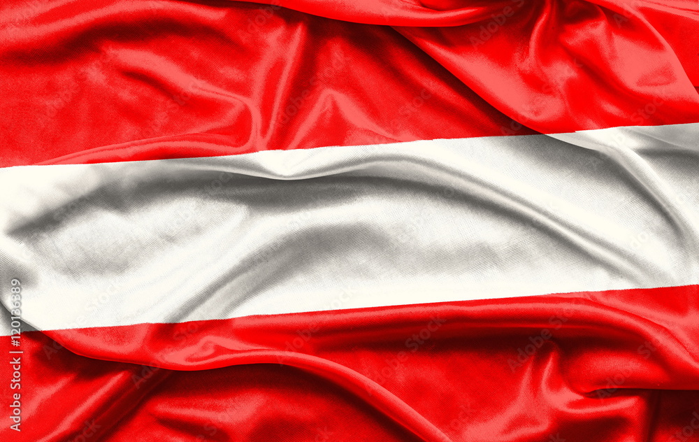 Close up shot of wavy flag Austria