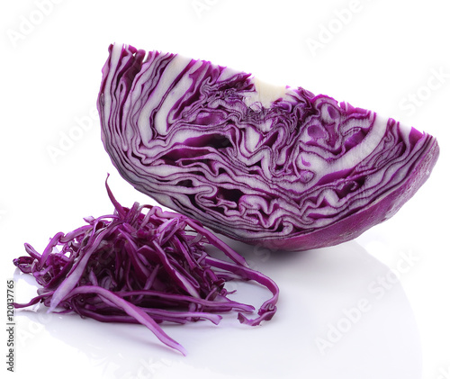 sliced ?red cabbage isolated on white