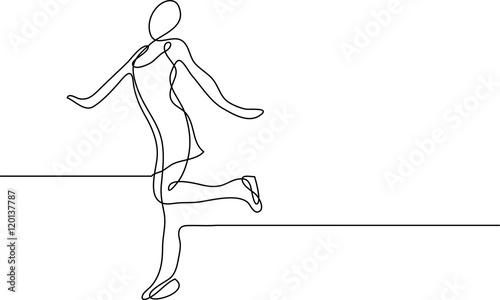 continuous line drawing of figure skating girl
