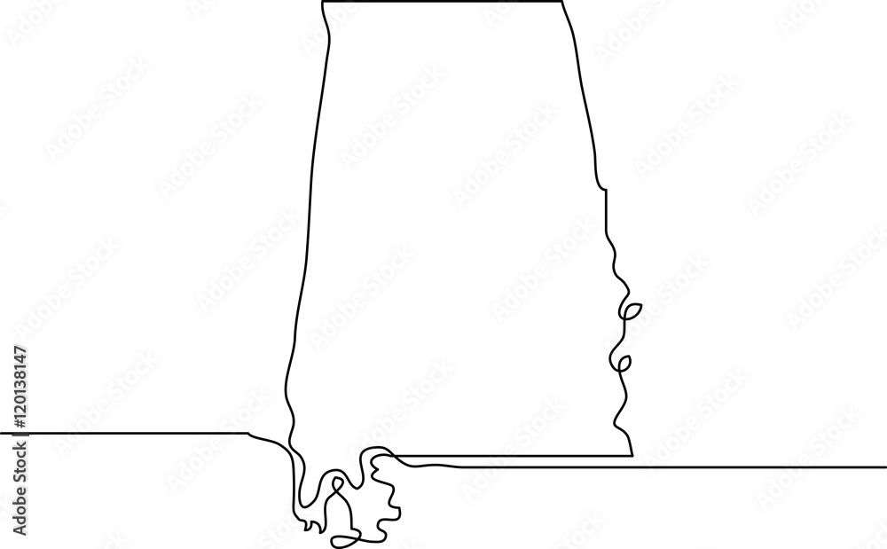 continuous line drawing of Alabama state Stock Vector Adobe Stock