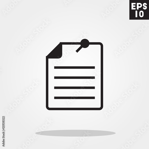 Paper with pin icon in trendy flat style isolated on grey background. Paper with pin symbol for your design, logo, UI. Vector illustration, EPS10.