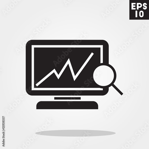 Computer analitic icon in trendy flat style isolated on grey background. Computer analitic symbol for your design, logo, UI. Vector illustration, EPS10.