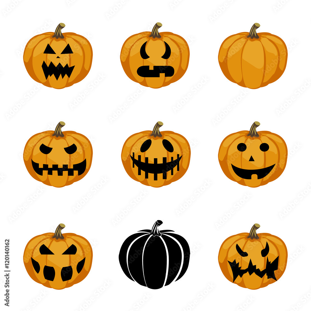 Halloween set with pumpkins Halloween set with pumpkins