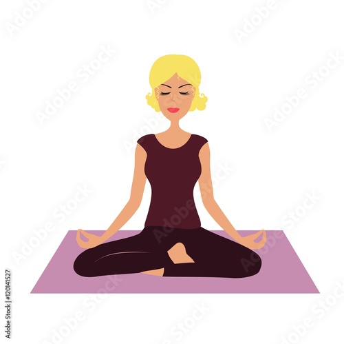 Cartoon Girl in yoga position