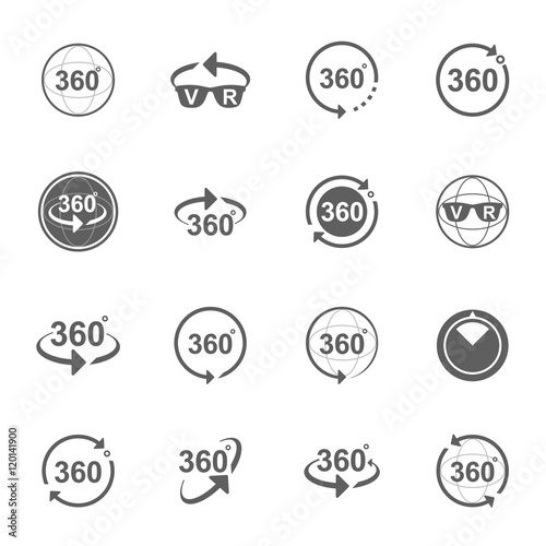 Set of Angle 360 degrees sign icons