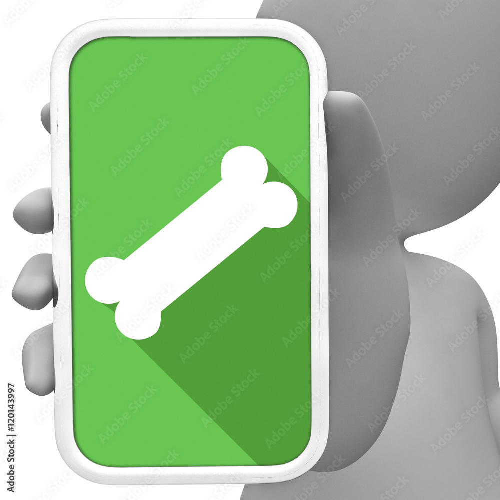 Dog Bone Online Indicates Phone Dog 3d Rendering Dog Bone Online Indicates Phone Dog 3d Rendering