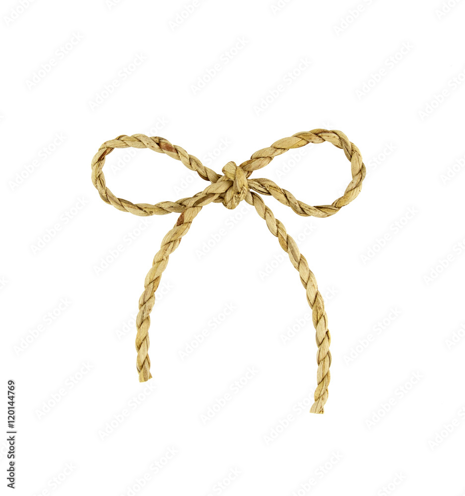 Rope bow isolated on white background with clipping path.