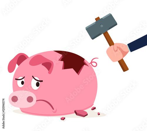 stressed piggy bank because of get cracked
