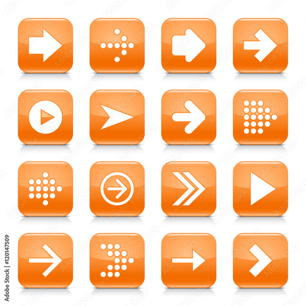 Orange arrow sign rounded square icon web button Orange arrow sign rounded square icon web button