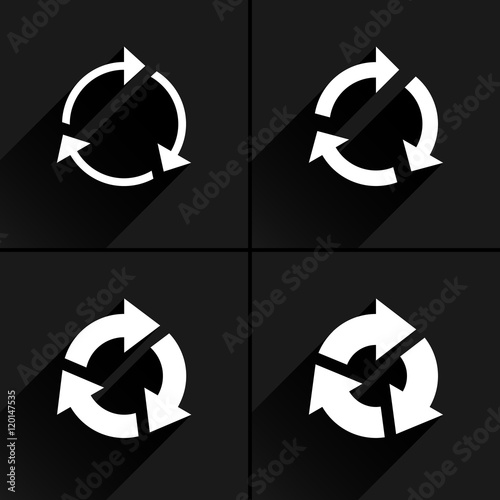 White arrow icon refresh, rotation, repeat sign