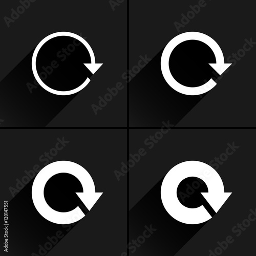 White arrow icon rotation, reset, repeat sign