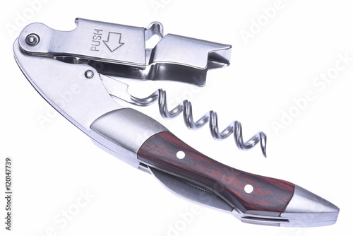 Corkscrew isolated on a white background, closeup