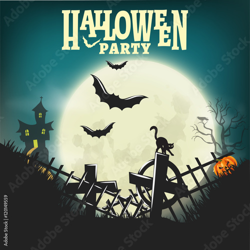 Postcard in honor of Halloween. Scary background. Halloween in October. Pumpkin