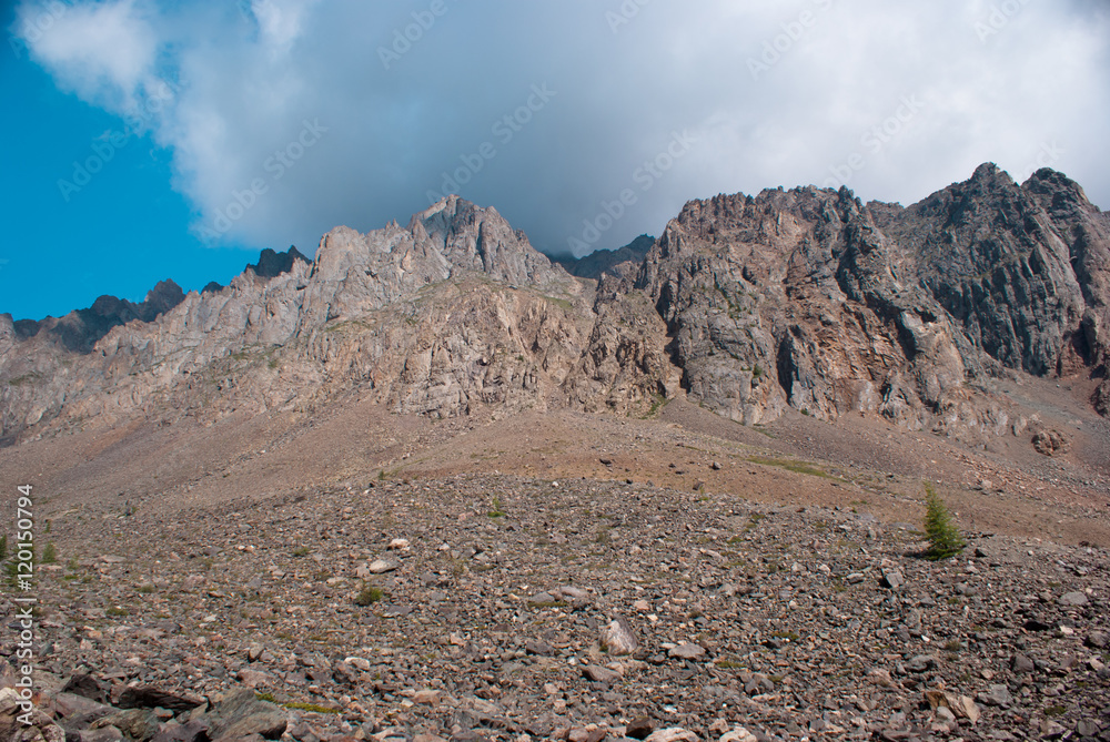 Basalt rock in the Altay mountains