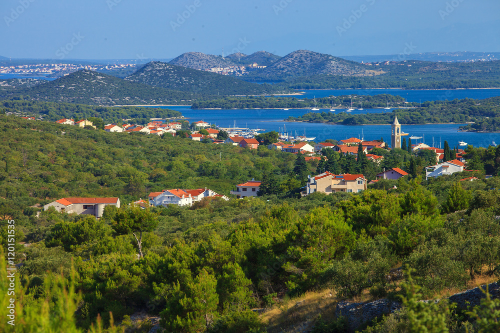 Serene view of beautiful town of Murter on Murter Island, Croatia