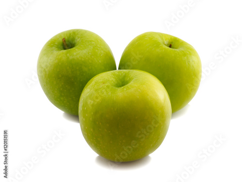 Fresh green apple group on white background