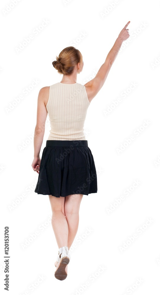 back view of walking woman in dress. beautiful blonde girl in motion. backside view of person. Rear view people collection. Isolated over white background. back view of walking woman in dress. beautiful blonde girl in motion. backside view of person. Rear view people collection. Isolated over white background.