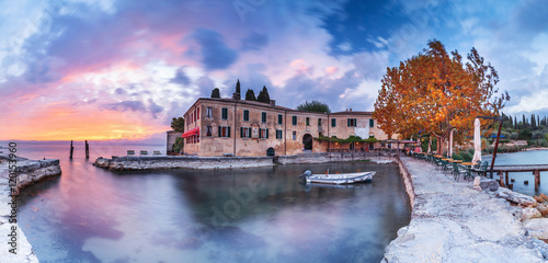 Beautiful sunset in villa Lake Garda