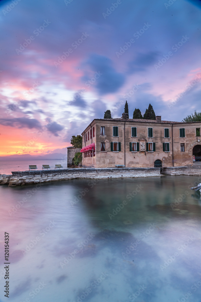 Beautiful sunset in villa Lake Garda
