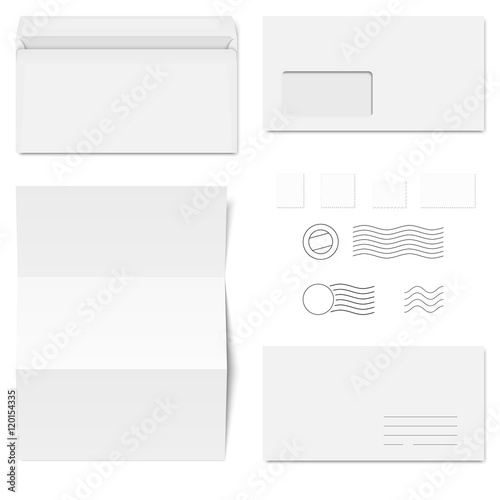 envelopes and postage stamps